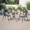 2 Pack Gray Rattan Indoor-Outdoor Restaurant Stack Chair - Flash Furniture