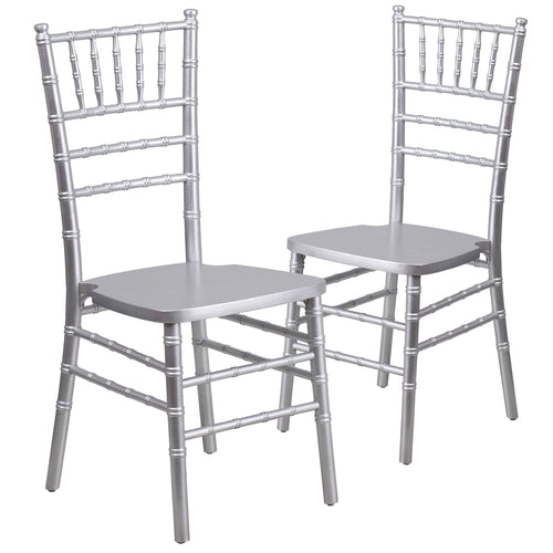 2 Pk. HERCULES Series Silver Wood Chiavari Chair - Flash Furniture
