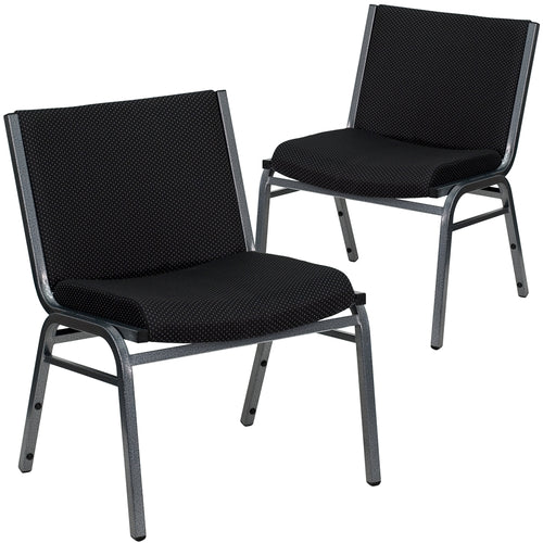 2 Pk. HERCULES Series 1000 lb. Capacity Big and Tall Extra Wide Black Fabric Stack Chair - Flash Furniture