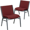 2 Pack HERCULES Series 1000 lb. Capacity Big and Tall Extra Wide Burgundy Fabric Stack Chair - Flash Furniture
