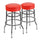 2 Pk. Double Ring Chrome Barstool with Red Seat - Flash Furniture