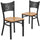 2 Pk. HERCULES Series Black Coffee Back Metal Restaurant Chair - Natural Wood Seat - Flash Furniture