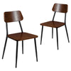 Stackable Industrial Dining Chair with Gunmetal Steel Frame and Rustic Wood Seat, Set of 2 - Flash Furniture
