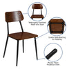 Stackable Industrial Dining Chair with Gunmetal Steel Frame and Rustic Wood Seat, Set of 2 - Flash Furniture