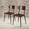 Stackable Industrial Dining Chair with Gunmetal Steel Frame and Rustic Wood Seat, Set of 2 - Flash Furniture