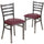 2 Pk. HERCULES Series Clear Coated Ladder Back Metal Restaurant Chair - Burgundy Vinyl Seat - Flash Furniture