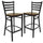 2 Pk. HERCULES Series Black Ladder Back Metal Restaurant Barstool - Mahogany Wood Seat - Flash Furniture