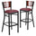 2 Pk. HERCULES Series Black Decorative Slat Back Metal Restaurant Barstool - Mahogany Wood Back, Burgundy Vinyl Seat - Flash Furniture