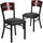 2 Pk. HERCULES Series Black Decorative 4 Square Back Metal Restaurant Chair - Mahogany Wood Back, Black Vinyl Seat - Flash Furniture