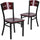 2 Pk. HERCULES Series Black Decorative 4 Square Back Metal Restaurant Chair - Mahogany Wood Back & Seat - Flash Furniture