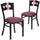 2 Pk. HERCULES Series Black Decorative 3 Circle Back Metal Restaurant Chair - Walnut Wood Back, Burgundy Vinyl Seat - Flash Furniture