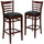 2 Pk. HERCULES Series Mahogany Finished Ladder Back Wooden Restaurant Barstool - Black Vinyl Seat - Flash Furniture