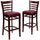2 Pk. HERCULES Series Mahogany Finished Ladder Back Wooden Restaurant Barstool - Burgundy Vinyl Seat - Flash Furniture