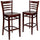 2 Pk. HERCULES Series Mahogany Finished Ladder Back Wooden Restaurant Barstool - Flash Furniture