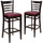 2 Pk. HERCULES Series Walnut Finished Ladder Back Wooden Restaurant Barstool - Burgundy Vinyl Seat - Flash Furniture