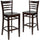 2 Pk. HERCULES Series Walnut Finished Ladder Back Wooden Restaurant Barstool - Flash Furniture