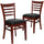 2 Pk. HERCULES Series Mahogany Finished Ladder Back Wooden Restaurant Chair - Black Vinyl Seat - Flash Furniture
