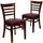 2 Pk. HERCULES Series Mahogany Finished Ladder Back Wooden Restaurant Chair - Burgundy Vinyl Seat - Flash Furniture