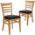 2 Pk. HERCULES Series Natural Wood Finished Ladder Back Wooden Restaurant Chair - Black Vinyl Seat - Flash Furniture