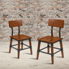 2 Pack Rustic Antique Walnut Industrial Wood Dining Chair - Flash Furniture