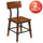 2 Pack Rustic Antique Walnut Industrial Wood Dining Chair - Flash Furniture
