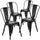 4 Pk. Black Metal Indoor-Outdoor Stackable Chair - Flash Furniture