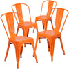 4 Pk. Orange Metal Indoor-Outdoor Stackable Chair - Flash Furniture