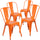 4 Pk. Orange Metal Indoor-Outdoor Stackable Chair - Flash Furniture