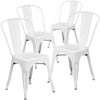 4 Pk. White Metal Indoor-Outdoor Stackable Chair - Flash Furniture