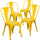 4 Pk. Yellow Metal Indoor-Outdoor Stackable Chair - Flash Furniture