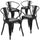 4 Pk. Black Metal Indoor-Outdoor Chair with Arms - Flash Furniture