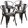 4 Pk. Black-Antique Gold Metal Indoor-Outdoor Chair with Arms - Flash Furniture