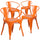 4 Pk. Orange Metal Indoor-Outdoor Chair with Arms - Flash Furniture
