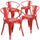 4 Pk. Red Metal Indoor-Outdoor Chair with Arms - Flash Furniture