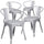4 Pk. Silver Metal Indoor-Outdoor Chair with Arms - Flash Furniture