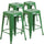 4 Pk. 24'' High Backless Green Metal Indoor-Outdoor Counter Height Stool with Square Seat - Flash Furniture