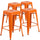 4 Pk. 24'' High Backless Orange Metal Indoor-Outdoor Counter Height Stool with Square Seat - Flash Furniture