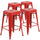 4 Pk. 24'' High Backless Red Metal Indoor-Outdoor Counter Height Stool with Square Seat - Flash Furniture