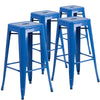 4 Pk. 30'' High Backless Blue Metal Indoor-Outdoor Barstool with Square Seat - Flash Furniture