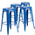 4 Pk. 30'' High Backless Blue Metal Indoor-Outdoor Barstool with Square Seat - Flash Furniture