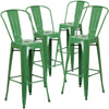4 Pk. 30'' High Green Metal Indoor-Outdoor Barstool with Back - Flash Furniture