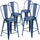 4 Pk. 24'' High Distressed Antique Blue Metal Indoor-Outdoor Counter Height Stool with Back - Flash Furniture