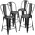4 Pk. 24'' High Distressed Black Metal Indoor Counter Height Stool with Back - Flash Furniture