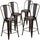 4 Pk. 24'' High Distressed Copper Metal Indoor Counter Height Stool with Back - Flash Furniture