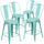 4 Pk. 24'' High Mint Green Metal Indoor-Outdoor Counter Height Stool with Back - Flash Furniture