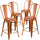 4 Pk. 24'' High Distressed Orange Metal Indoor Counter Height Stool with Back - Flash Furniture
