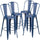 4 Pk. 30'' High Distressed Antique Blue Metal Indoor-Outdoor Barstool with Back - Flash Furniture