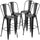 4 Pk. 30'' High Distressed Black Metal Indoor Barstool with Back - Flash Furniture