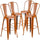 4 Pk. 30'' High Distressed Orange Metal Indoor Barstool with Back - Flash Furniture