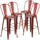 4 Pk. 30'' High Distressed Kelly Red Metal Indoor Barstool with Back - Flash Furniture